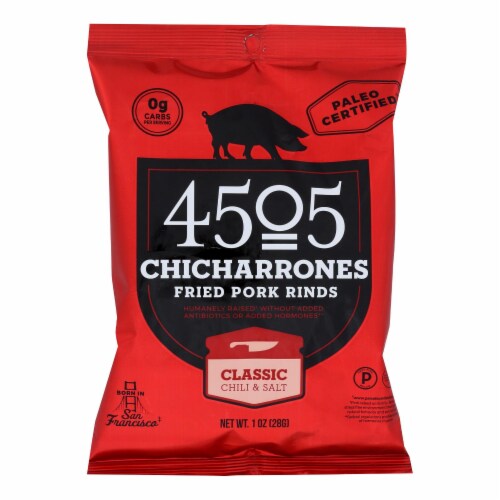 4505 Chicarrones Classic Chili & Salt Fried Pork Rinds Perspective: front