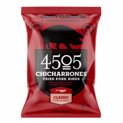 4505 Chicharrones Classic Chili & Salt Fried Pork Rinds Perspective: front