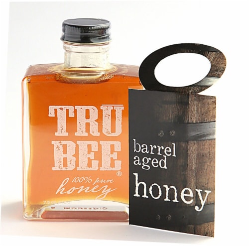 Tru Bee Honey Aged Bourbon Barrel Pure Honey Perspective: front