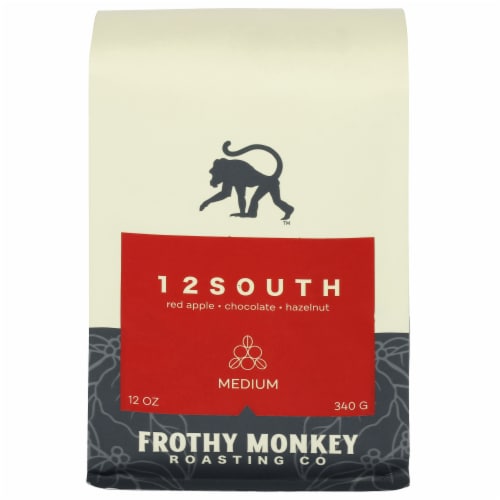 Frothy Monkey Roasting Co 12 South Medium Roast Whole Bean Coffee Perspective: front