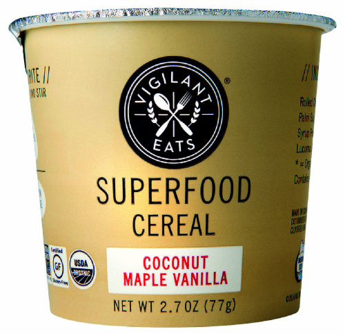 Vigilant Eats Coconut Maple Vanilla Superfood Cereal Perspective: front