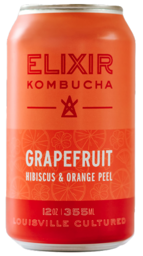 Elixir Grapefruit Kombucha Beverage Perspective: front