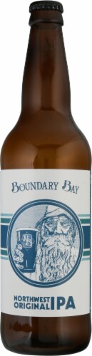 Boundary Bay Brewing Co. Northwest Orginial IPA Beer Single Bottle Perspective: front
