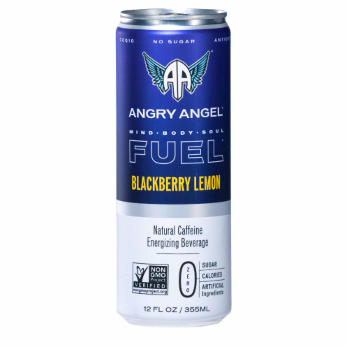 Angry Angel Blackberry Lemon Energy Drink Perspective: front