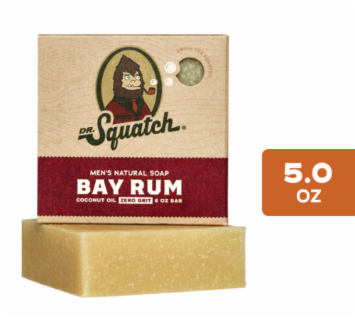Dr. Squatch Bay Rum Natural Bar Soap Perspective: front