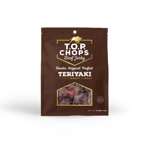 Top Chops Teriyaki Beef Jerky Perspective: front