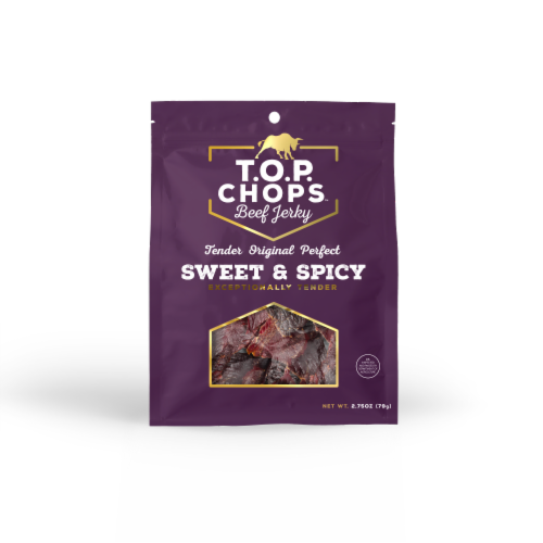 Top Chops™ Sweet & Spicy Beef Jerky Perspective: front