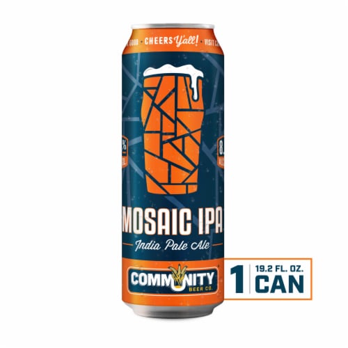 Community Beer Co. Mosaic IPA Craft Beer Single Can Perspective: front