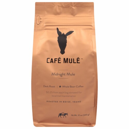 Cafe Mule Mightnight Mule Dark Roast Whole Bean Coffee Perspective: front