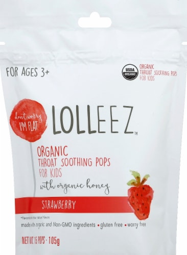 Lolleez Strawberry Throat Soothing Drops Perspective: front