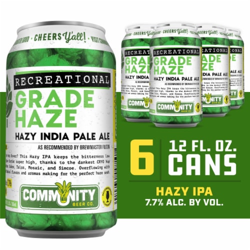 Community Beer Co. Recreational Grade Haze IPA Craft Beer Perspective: front