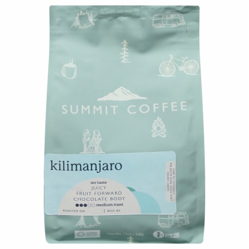 Summit Coffee Kilimanjaro Medium Roast Whole Bean Coffee Perspective: front