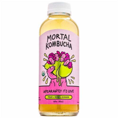 Mortal Kombucha Apearantly It's Love Pear Rose & Ginger Kombucha Perspective: front