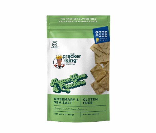 The Cracker King Gluten Free Rosemary & Sea Salt Crackers Perspective: front