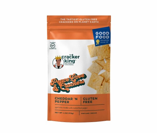 The Cracker King Gluten Free Cheddar 'N Pepper Crackers Perspective: front