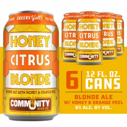 Community Beer Co. Honey Citrus Blonde Ale Craft Beer Perspective: front