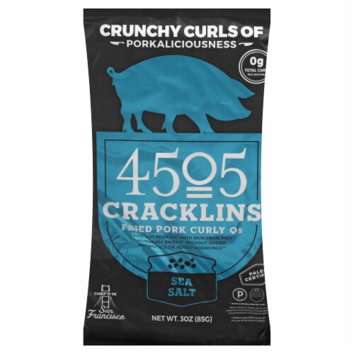4505 Cracklins Sea Salt Fried Pork Curly Qs Perspective: front