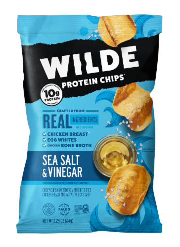 Wilde® Sea Salt and Vinegar Chicken Chips Perspective: front