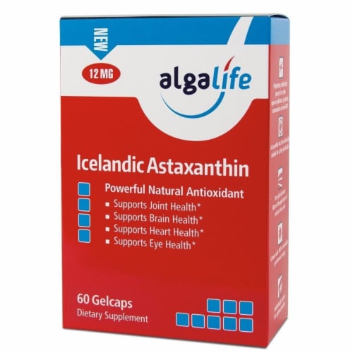 Algalife Icelandic Astaxanthin 12 Mg Natural antioxidant 60 Gelcaps Perspective: front