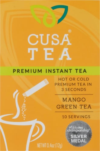 Cusa Tea® Mango Green Premium Instant Tea Perspective: front