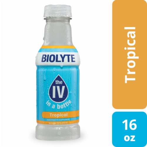 Biolyte® Tropical IV Enhanced Bottled Water Perspective: front