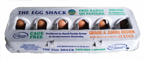 Kentucky Farm Fresh Free Range Jumbo Brown Eggs Perspective: front