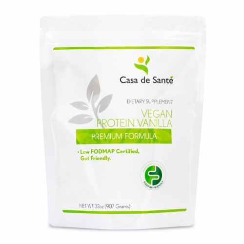 Low FODMAP Certified Protein Powder Vegan, Non GMO, Low Carb, All Natural Perspective: front