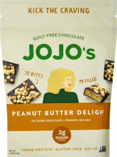 JOJO's Peanut Butter Delight Guilt-Free Chocolate Bites Perspective: front