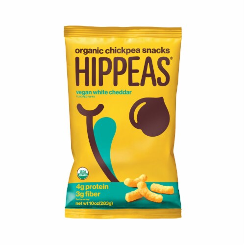 Hippeas® Organic Vegan White Cheddar Chickpea Puffs Chips Perspective: front