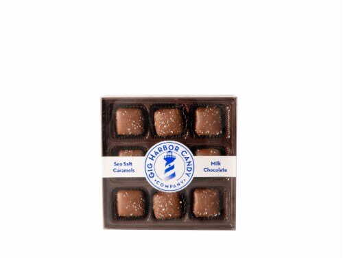 Gig Harbor Candy Company Milk Chocolate Sea Salt Caramels Perspective: front