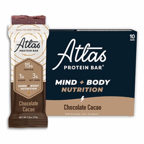 Atlas Bar® Chocolate Cacao Protein Bar Perspective: front