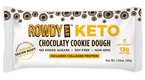 Rowdy Bar Keto Chocolaty Cookie Dough Prebiotic Bar Perspective: front