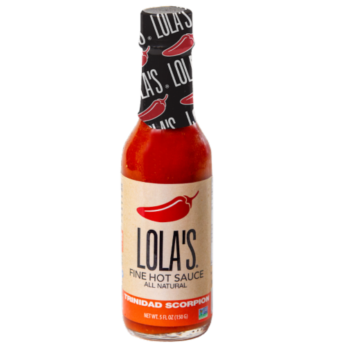 Lola's® Fine Hot Sauce Trinidad Scorpion Sauce Perspective: front