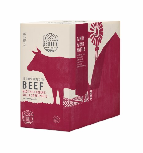Serenity Kids® Grass Fed Beef with Organic Kale and Sweet Potato Baby Food Pouches Perspective: front