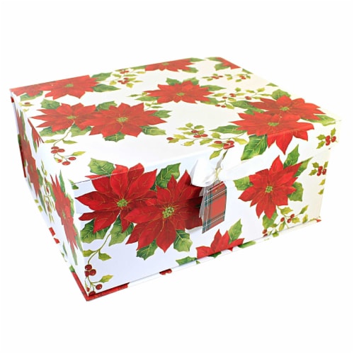 Christmas Xlrg Magnetic Closure Box.. Rigid Christmas Decor Gift 1840Flower Perspective: front