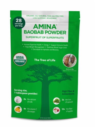 Amina Organic Baobab Powder Perspective: front
