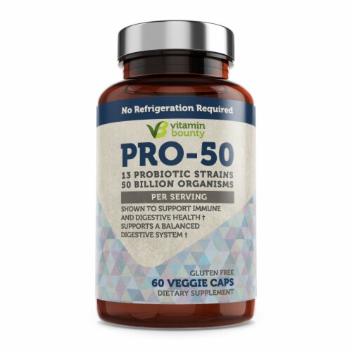 Vitamin Bounty Pro-50 Probiotics with Prebiotics Gluten Free Supplement Perspective: front