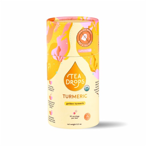 Tea Drops Organic Caffeine Free Tumeric Herbal Tea Perspective: front