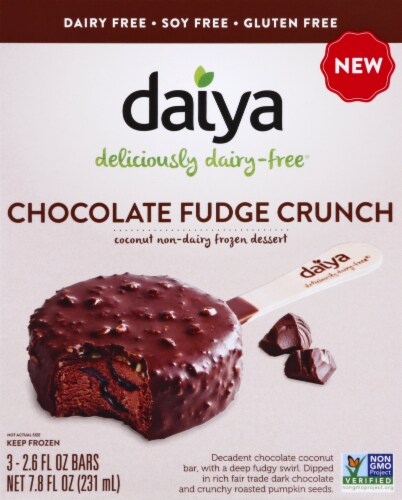 Daiya Chocolate Fudge Crunch Coconut Non-Dairy Frozen Dessert Bars Perspective: front