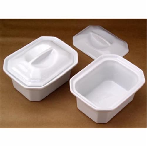 Pillivuyt Oblong Faceted Casserole With Lid - 5.75 x 4.25 Inch  1.75 C. Perspective: front