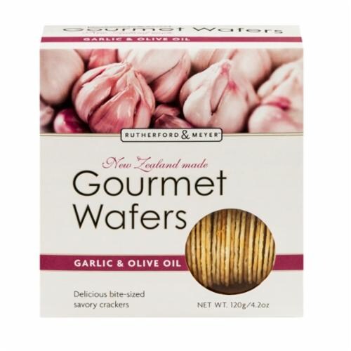 Rutherford & Meyer Gourmet Wafers Garlic & Olive Oil Perspective: front