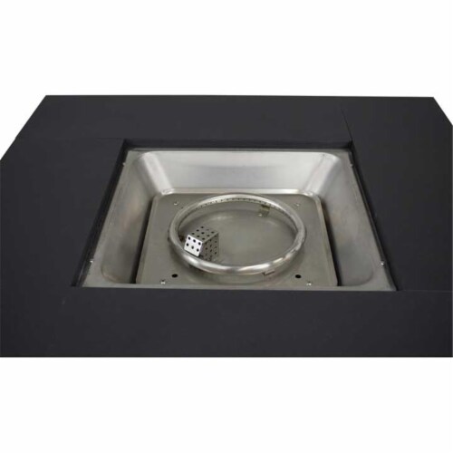 Pleasant Hearth Montreal Matte and Stainless Steel Gas Fire Pit Table - Black Perspective: front