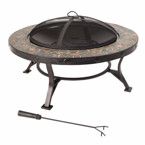 Pleasant Hearth Charlotte Slate Fire Pit Perspective: front