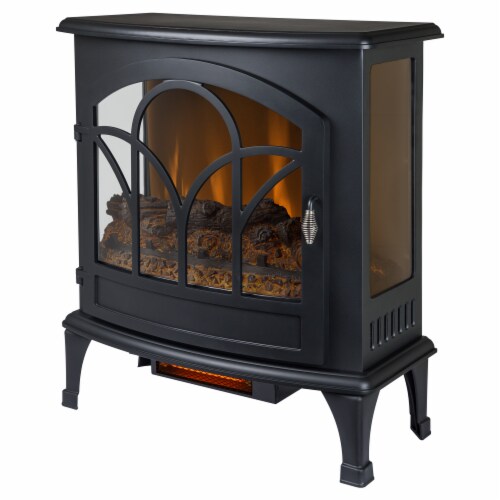 Pleasant Hearth Curved Front Infrared Panoramic Electric Stove - Black Perspective: front