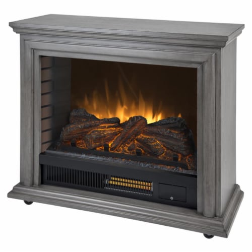 Pleasant Hearth Sheridan Mobile Infared Fireplace - Dark Weathered Gray Perspective: front