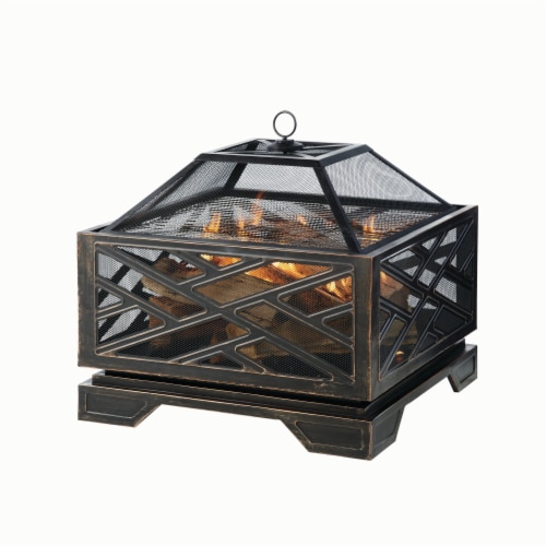 Pleasant Hearth Martin Square Deep Bowl Fire Pit Perspective: front