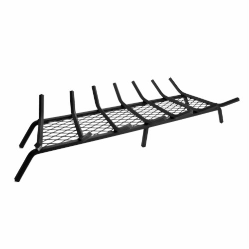 Pleasant Hearth Steel Log Grate with Ember Retainer - Black Perspective: front