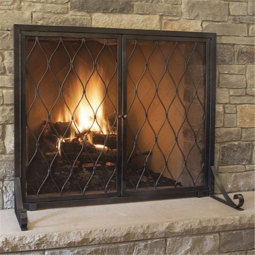 Pleasant Hearth Stonewall Fireplace Screen Perspective: front