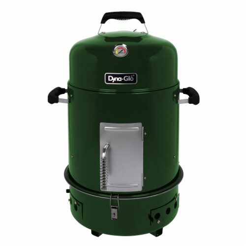 Dyna-Glo Compact Charcoal Bullet Smoker - High Gloss Forest Green Perspective: front