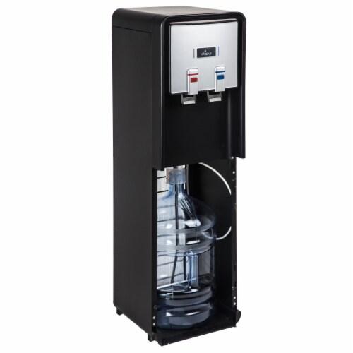 Vitapur Bottom Load Hot and Cold Water Dispenser with Push Levers - Black/Stainless Perspective: front